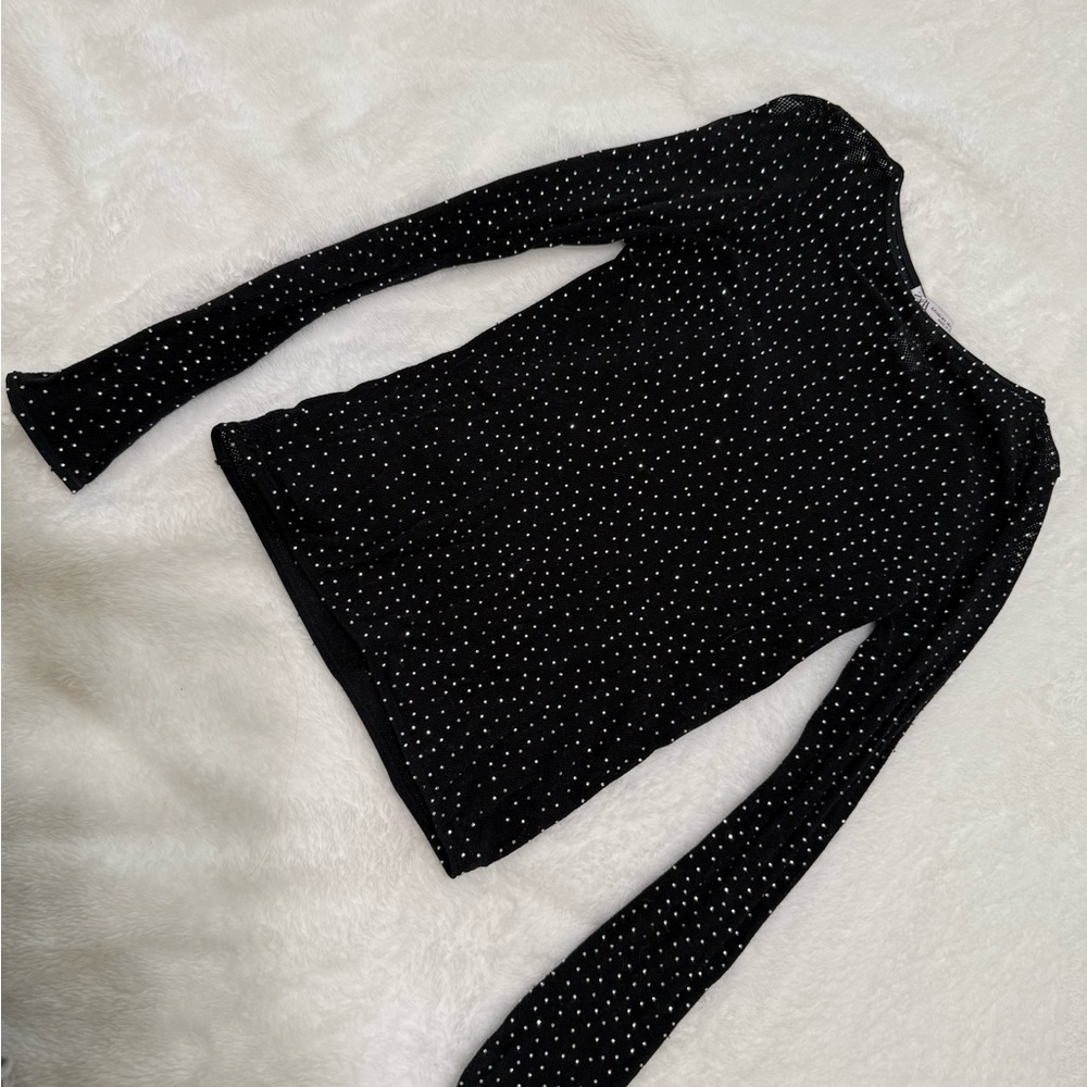 Zara Black Fitted Ribbed Long Sleeve Blouse